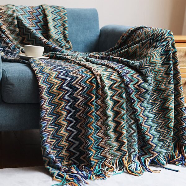 Bohemian Soft Knit Multi-Use Crochet Blanket with Tassels - Image 17