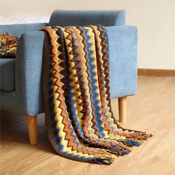 Bohemian Soft Knit Multi-Use Crochet Blanket with Tassels - Image 19