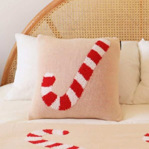 Christmas Candy Cane Cozy Knit Throw Blanket with Pillow - Image 11