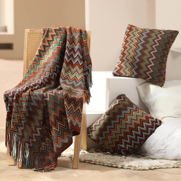 Bohemian Soft Knit Multi-Use Crochet Blanket with Tassels - Image 12