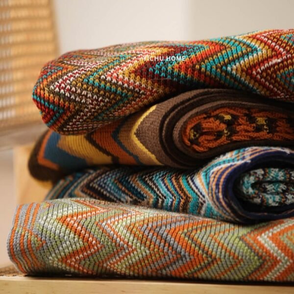 Bohemian Soft Knit Multi-Use Crochet Blanket with Tassels - Image 8
