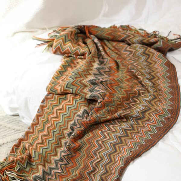 Bohemian Soft Knit Multi-Use Crochet Blanket with Tassels - Image 14