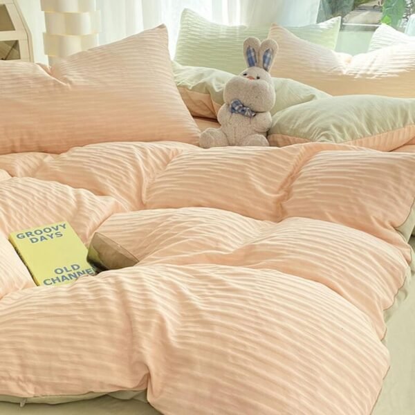 All-Seasons Seersucker Solid Color Comfort Bed Sheet Set - Image 9