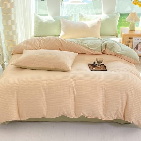 All-Seasons Seersucker Solid Color Comfort Bed Sheet Set - Image 10