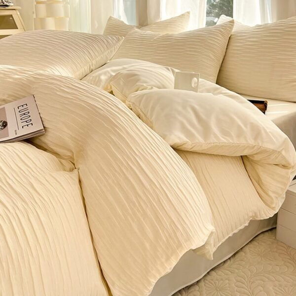 All-Seasons Seersucker Solid Color Comfort Bed Sheet Set - Image 5