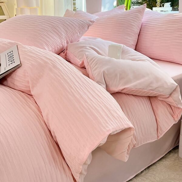 All-Seasons Seersucker Solid Color Comfort Bed Sheet Set - Image 8