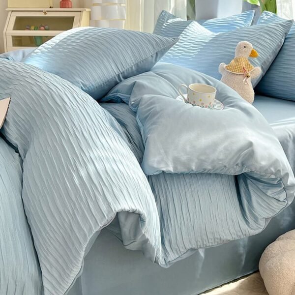 All-Seasons Seersucker Solid Color Comfort Bed Sheet Set - Image 7