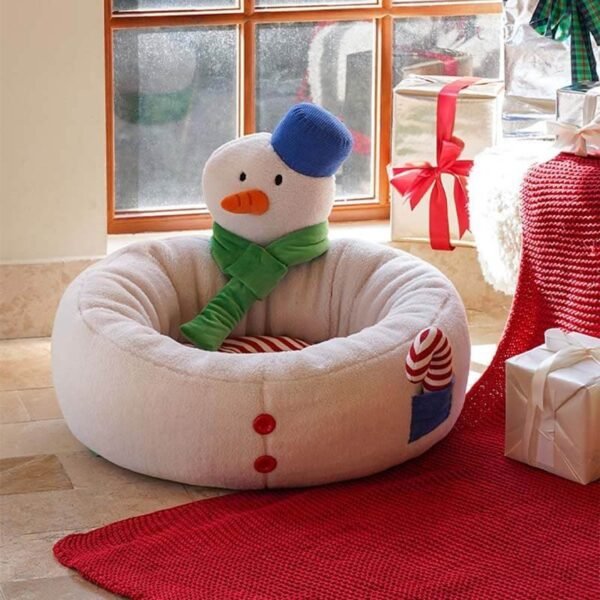 Christmas Snowman Shaped Cozy Cat Bed - Image 9