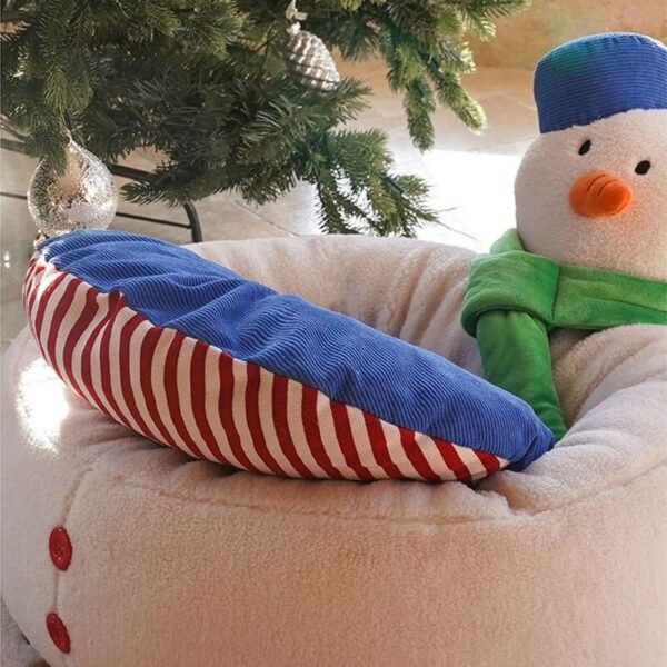 Christmas Snowman Shaped Cozy Cat Bed - Image 5