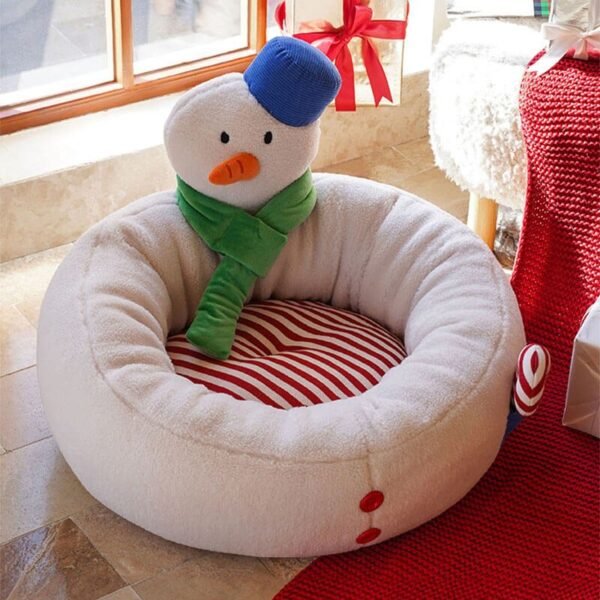 Christmas Snowman Shaped Cozy Cat Bed - Image 10