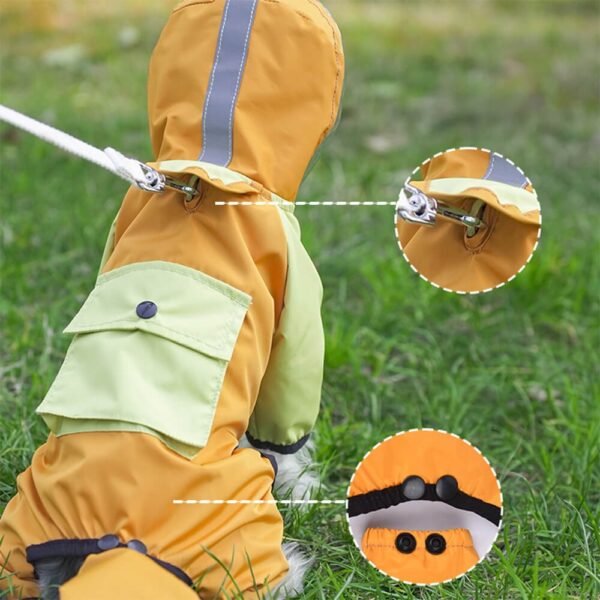 All-Weather Waterproof Full-Coverage Reflective Dog Hooded Raincoat - Image 3