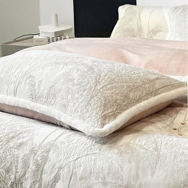 Breathable Waffle Textured Milk Velvet Warm Bed Sheet Set - Image 9