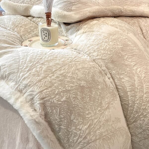 Breathable Waffle Textured Milk Velvet Warm Bed Sheet Set - Image 4