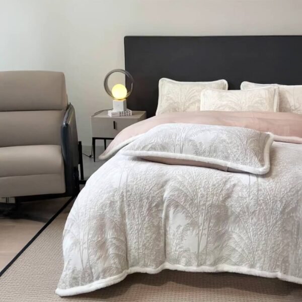 Breathable Waffle Textured Milk Velvet Warm Bed Sheet Set - Image 10