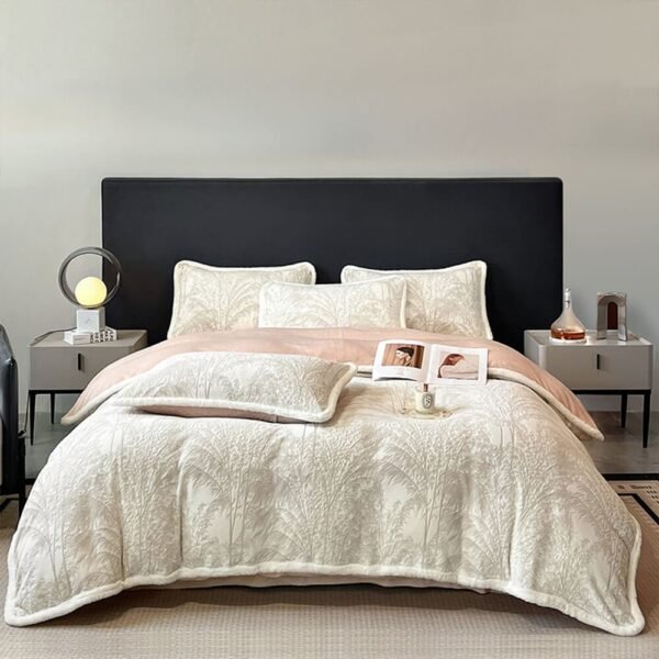 Breathable Waffle Textured Milk Velvet Warm Bed Sheet Set - Image 7