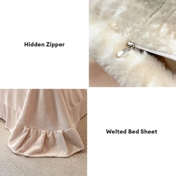 Breathable Waffle Textured Milk Velvet Warm Bed Sheet Set - Image 11