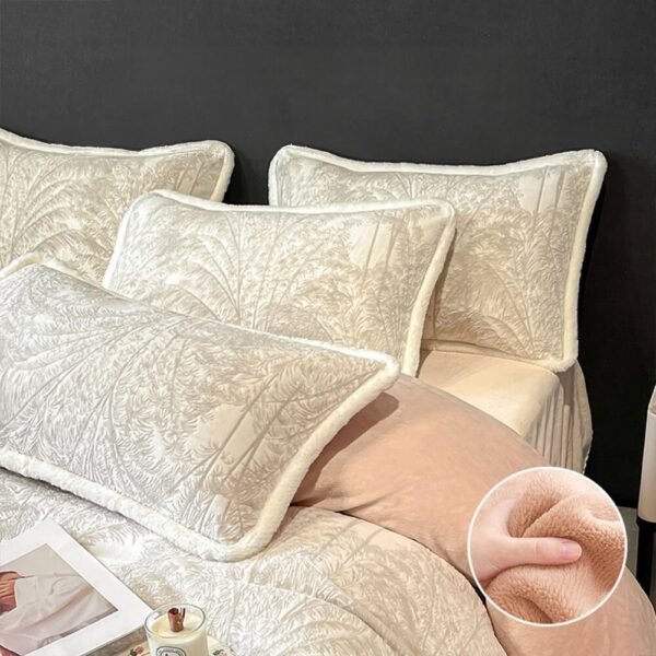 Breathable Waffle Textured Milk Velvet Warm Bed Sheet Set - Image 8