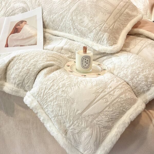 Breathable Waffle Textured Milk Velvet Warm Bed Sheet Set - Image 5