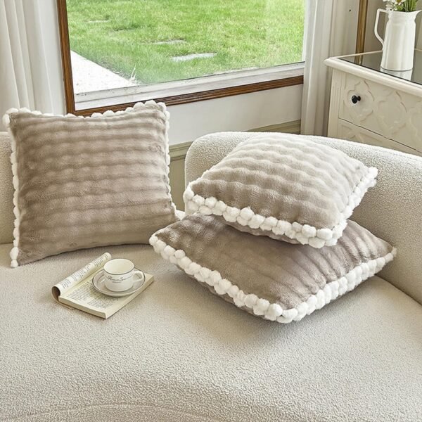 Bubble Faux Rabbit Fur Foldable Cushion Pillow 2-in-1 Nap Throw Blanket - Image 2