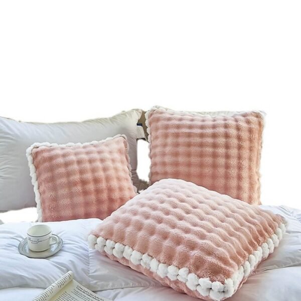 Bubble Faux Rabbit Fur Foldable Cushion Pillow 2-in-1 Nap Throw Blanket - Image 10