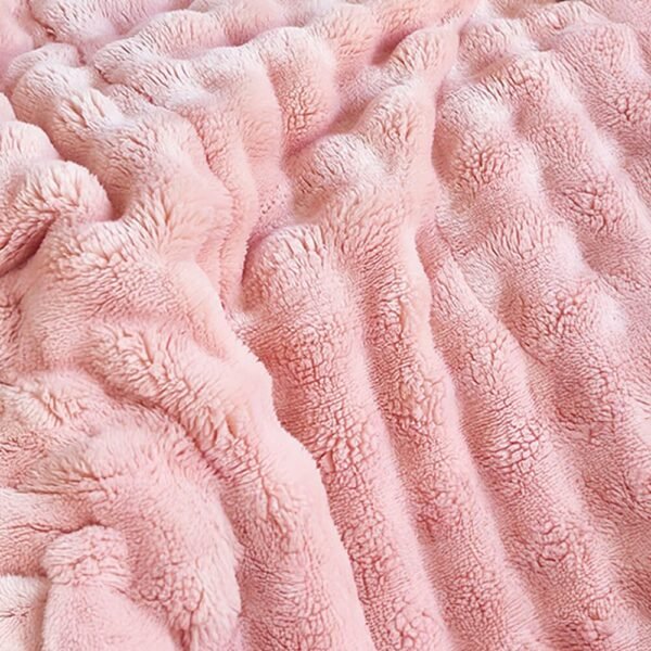 Bubble Faux Rabbit Fur Foldable Cushion Pillow 2-in-1 Nap Throw Blanket - Image 3