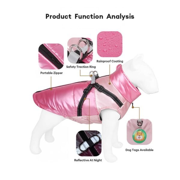 Chic Reflective Waterproof Safety Adjustable Fit Warm Dog Jacket - Image 2