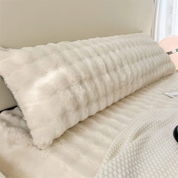 Comfortable Bubble Faux Rabbit Fur Extended Rest Headboard Pillow - Image 5
