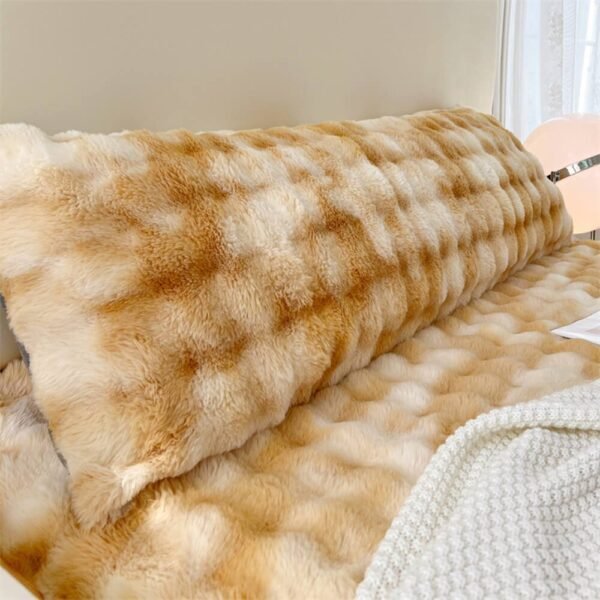 Comfortable Bubble Faux Rabbit Fur Extended Rest Headboard Pillow - Image 8