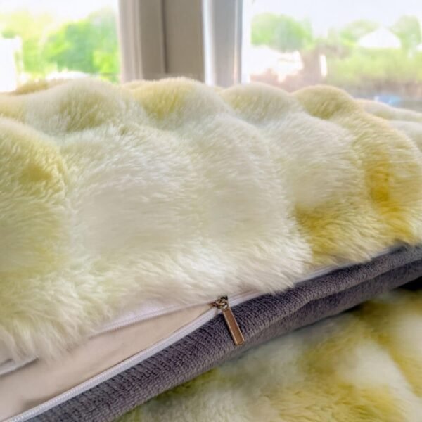 Comfortable Bubble Faux Rabbit Fur Extended Rest Headboard Pillow - Image 4