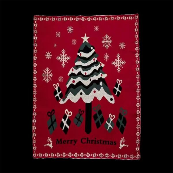 Christmas Tree Pattern Cozy Knitted Holiday Decor Throw Blanket - Image 8