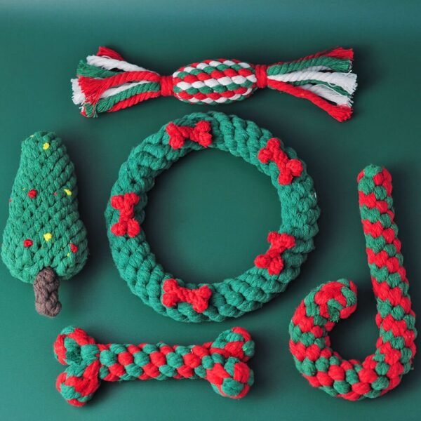 Christmas Cotton Rope Toy Chew Resistant Luxury Dog Gifts Teething Toys - Image 2