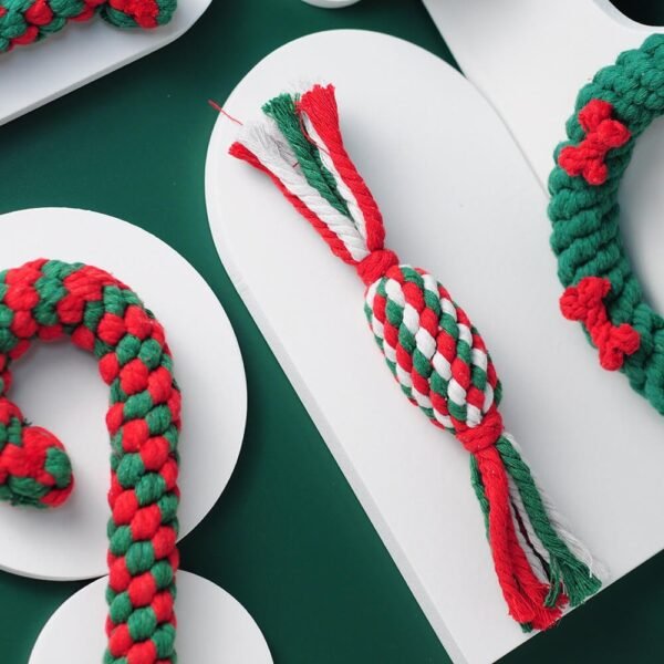 Christmas Cotton Rope Toy Chew Resistant Luxury Dog Gifts Teething Toys - Image 3