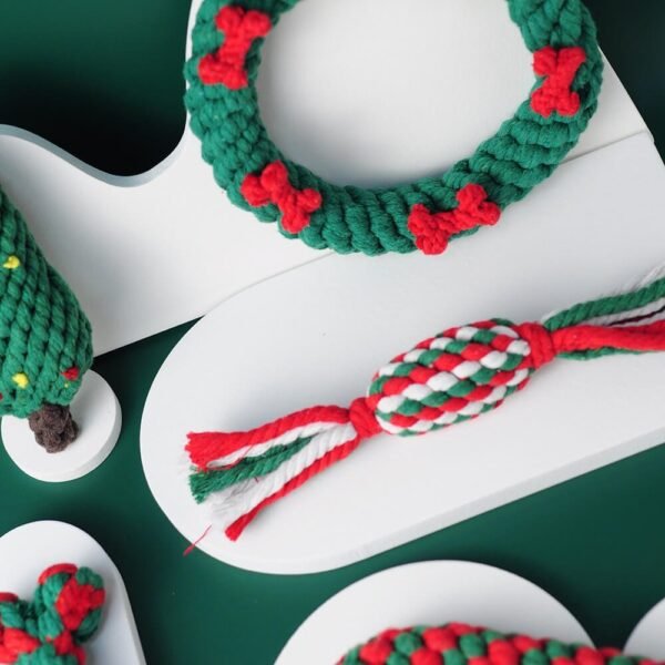 Christmas Cotton Rope Toy Chew Resistant Luxury Dog Gifts Teething Toys - Image 4